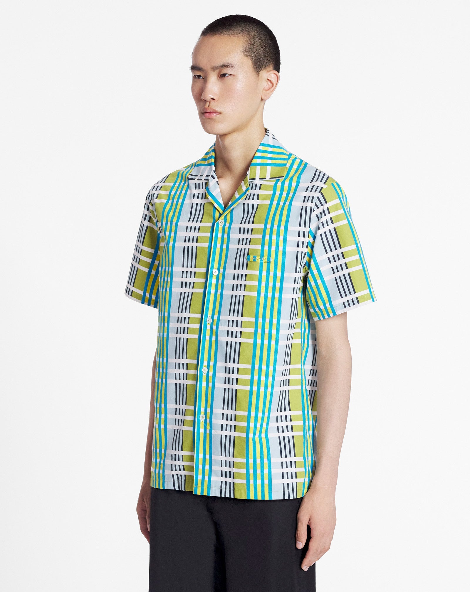 CHECKERED PRINT BOWLING SHIRT - 3