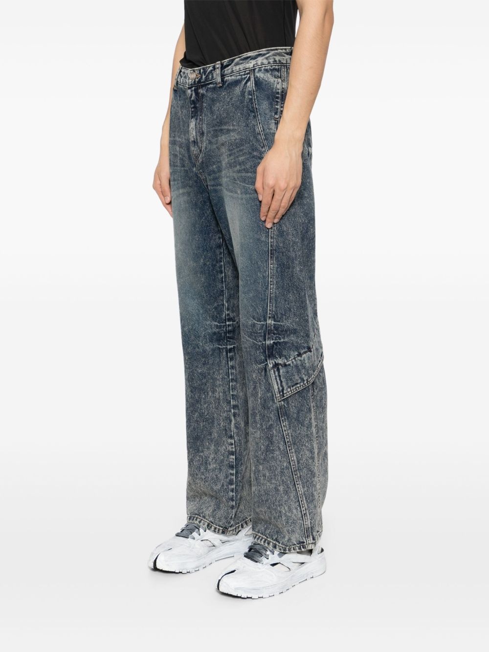 washed straight-leg jeans - 3