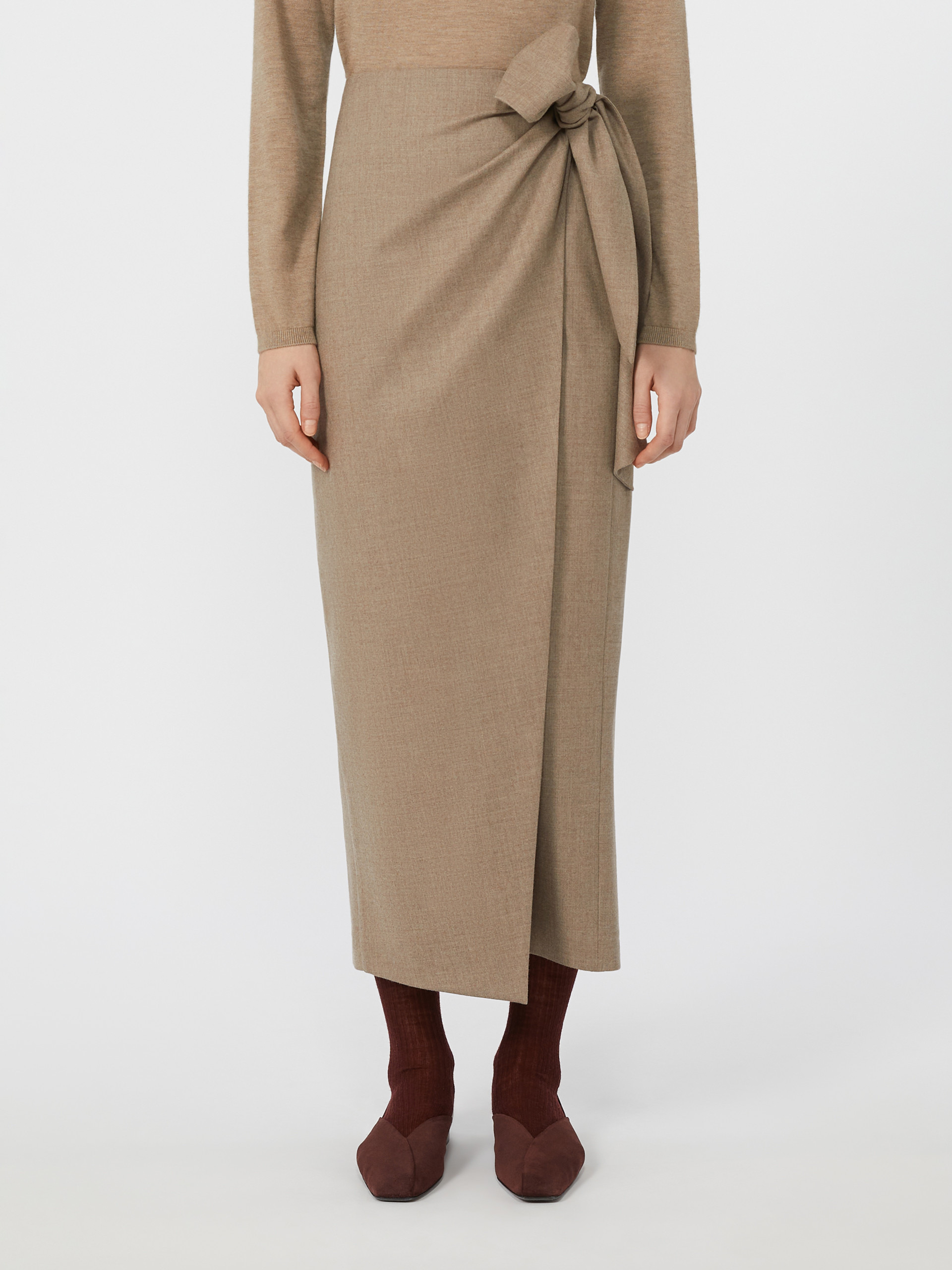 BINGO Long, stretch-cashmere skirt - 3