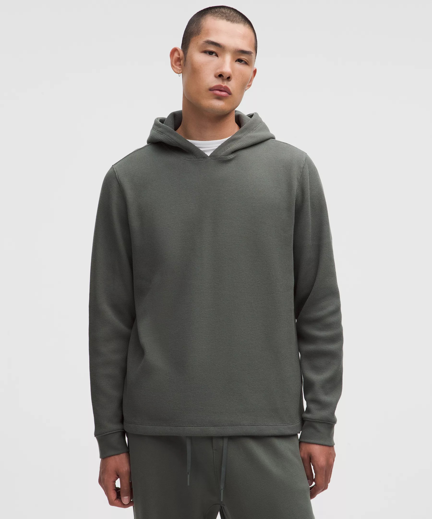 Cotton-Blend Waffle Knit Hoodie - 1