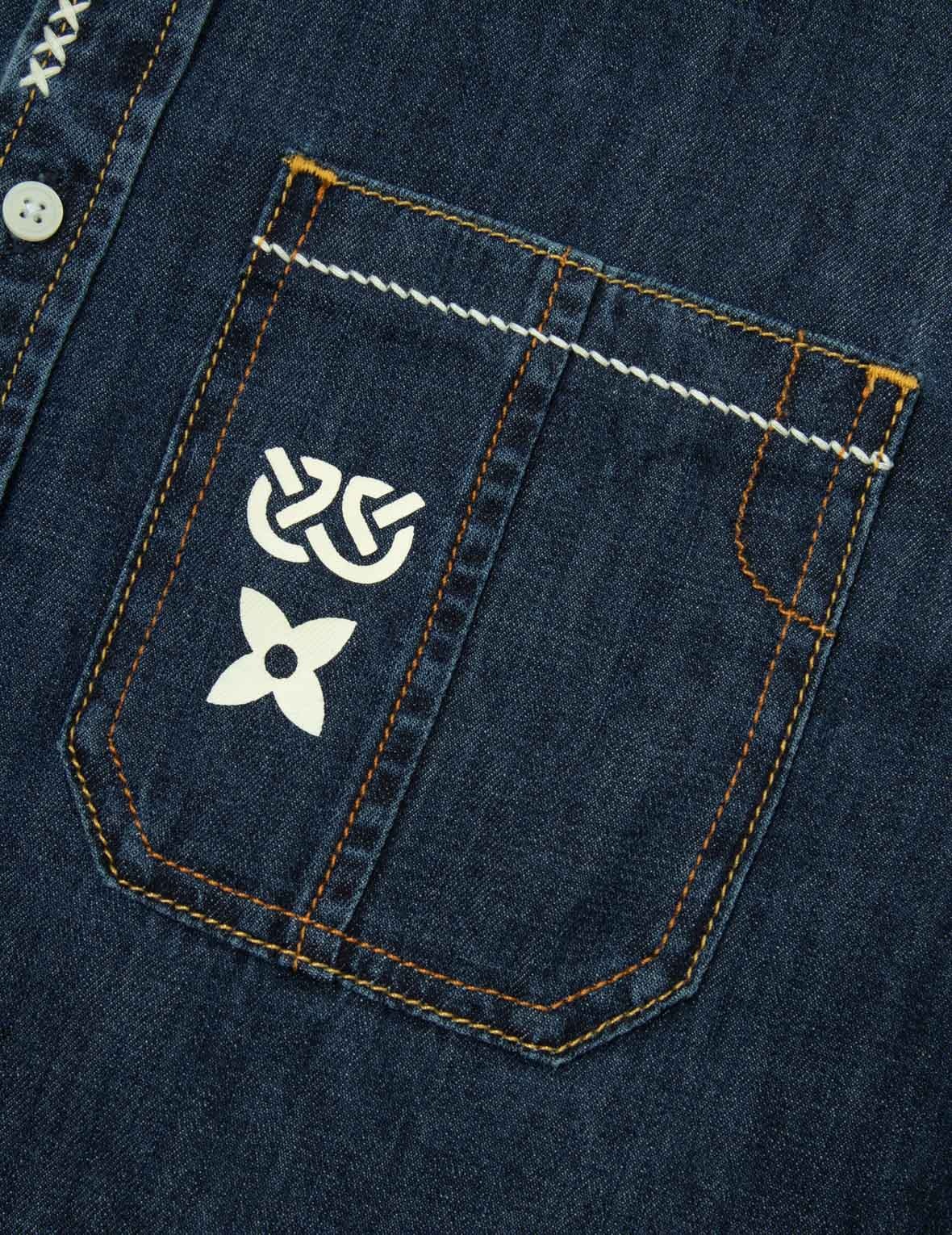 Brush Daicock Print Relax Fit Denim Shirt - 8