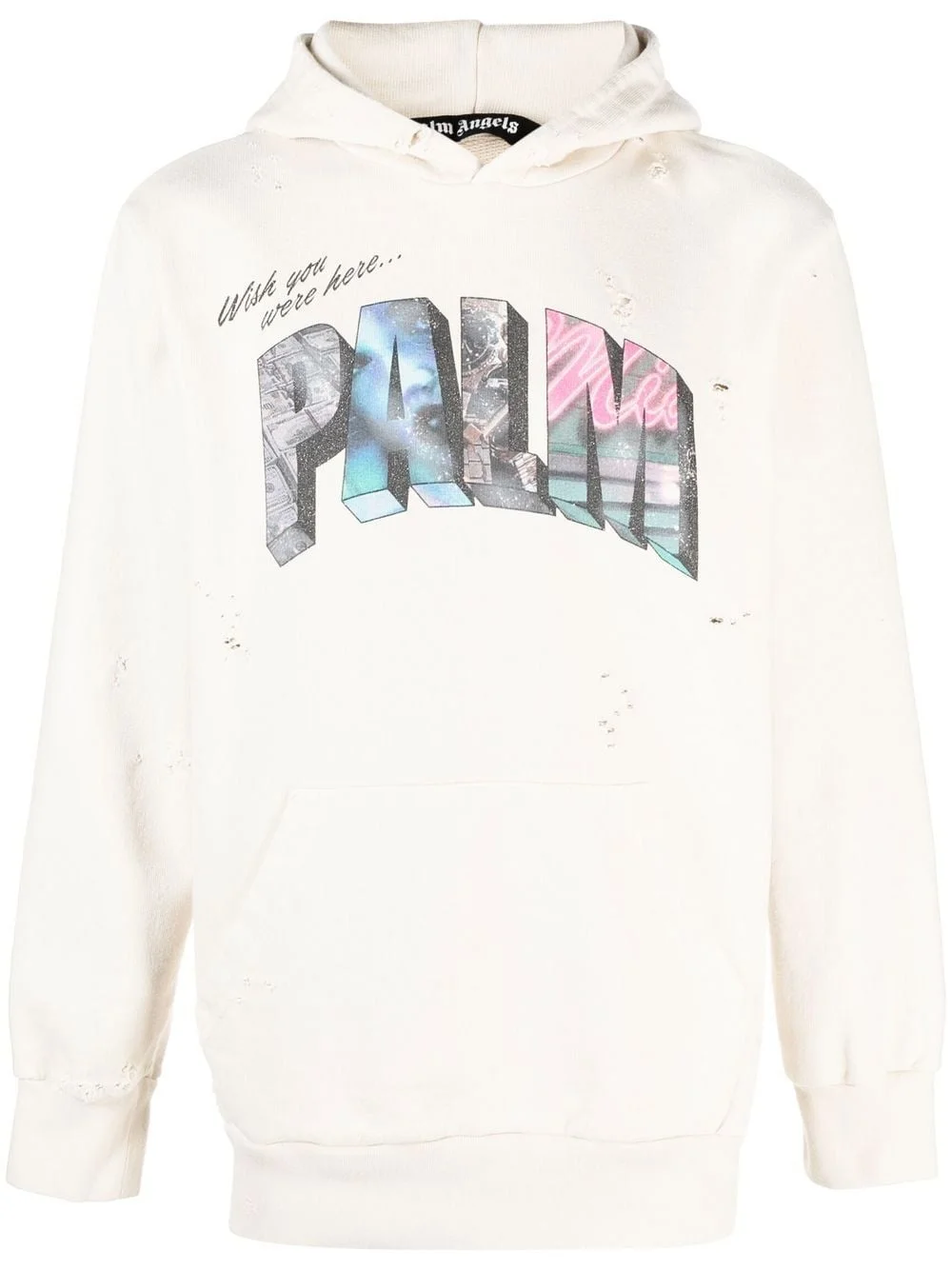 logo-print distressed hoodie - 1