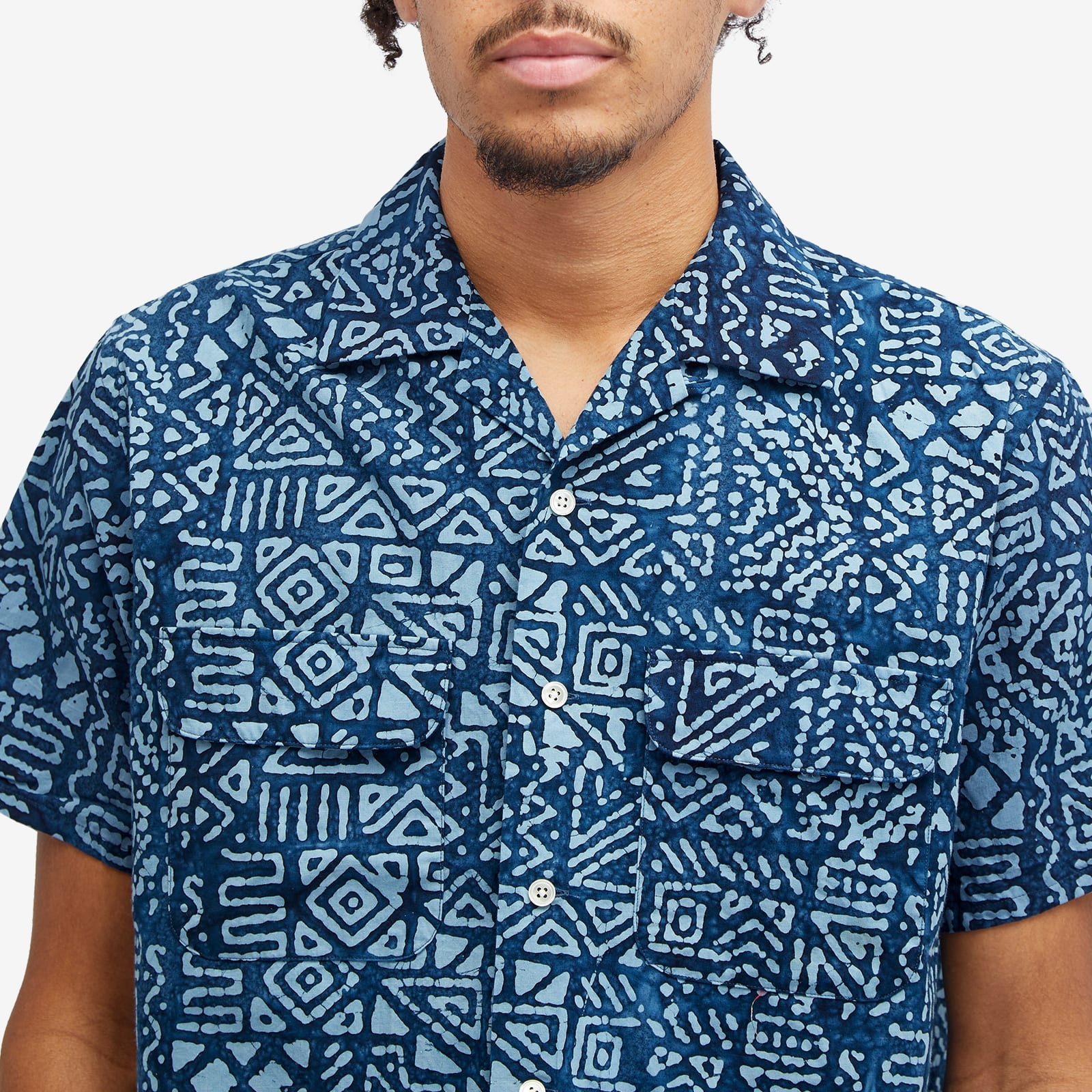 Beams Plus Open Collar Batik Print Shirt - 5