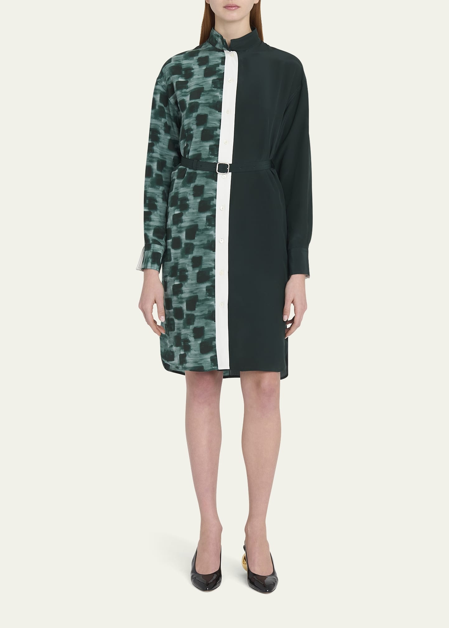 Painted Colorblock Silk Shirtdress - 2