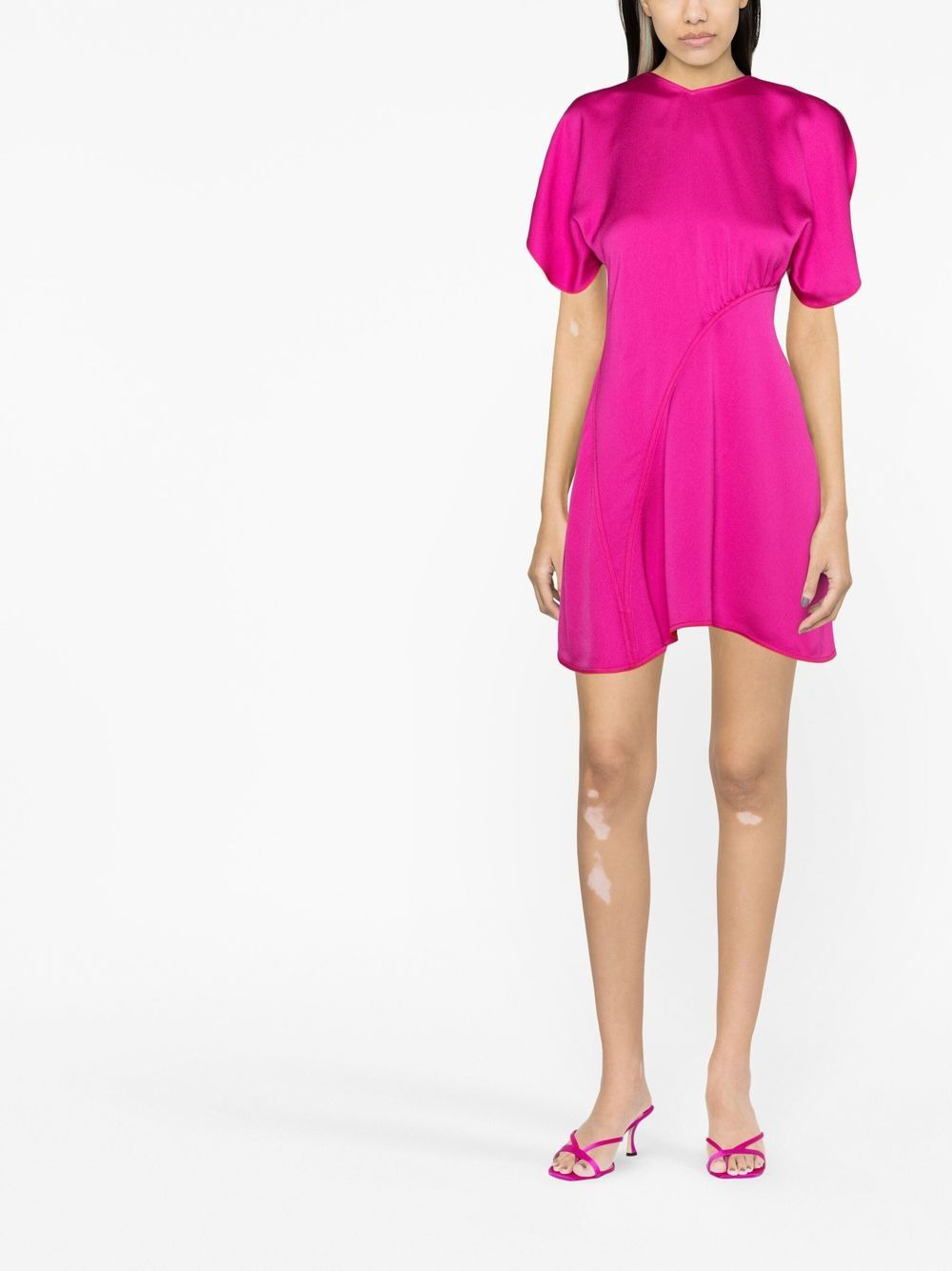 round-neck satin minidress - 2