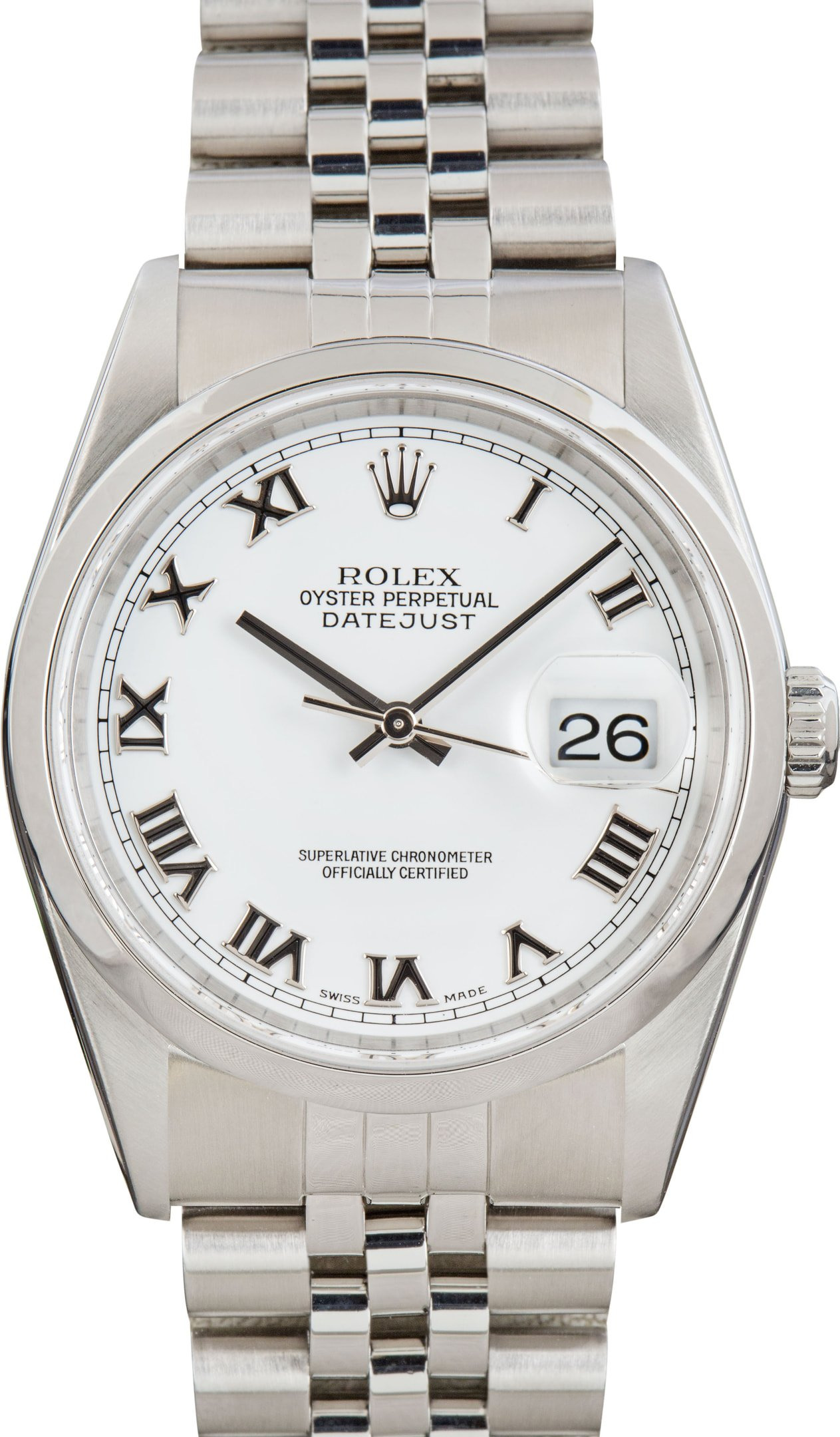 Rolex Datejust 36 Ref 16200 White Roman Dial - 1