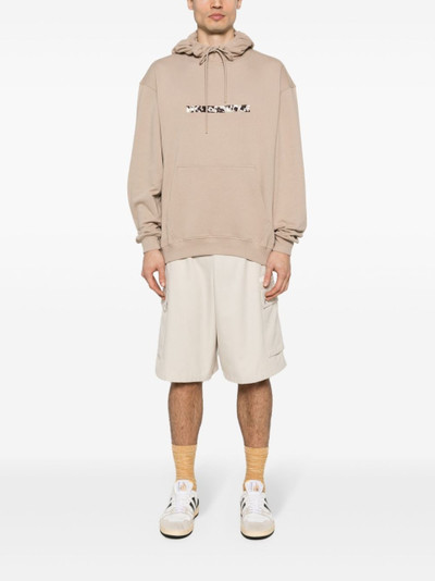 MSGM embroidered-slogan cotton hoodie outlook