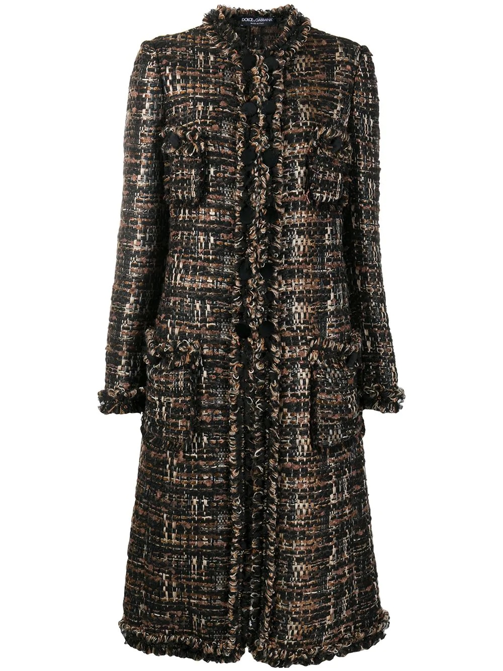 tweed single-breasted coat - 1