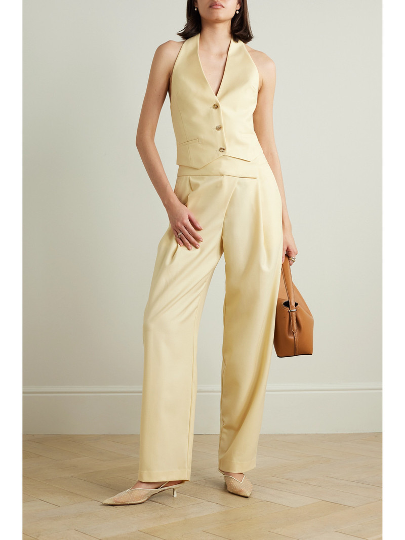 ESSE Studios Delphi Satin And Wool-blend Twill Halterneck Vest outlook