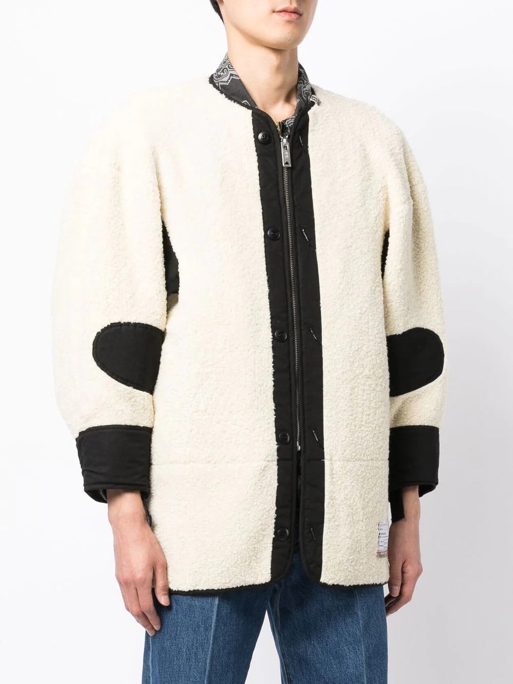 logo-patch fleece jacket - 3