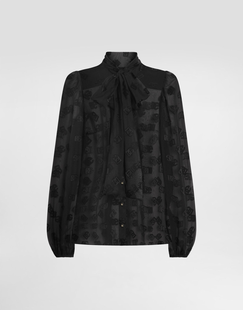 Silk shirt with dévoré DG logo - 1