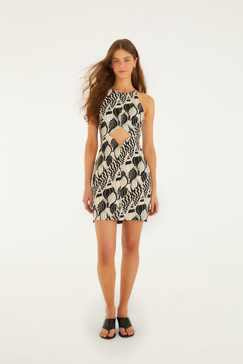 Sand Diamond Seashell Serenade Euroflax Premium Linen Cut Out Mini Dress 4