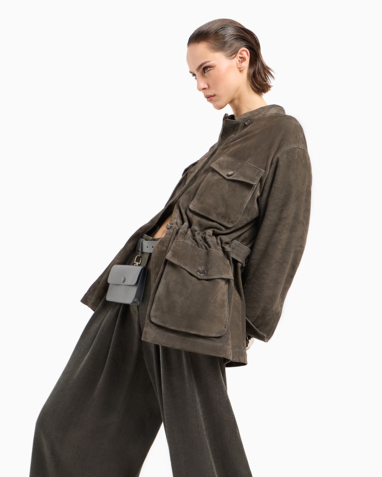 SUEDE OVERSIZED PEA COAT - 5