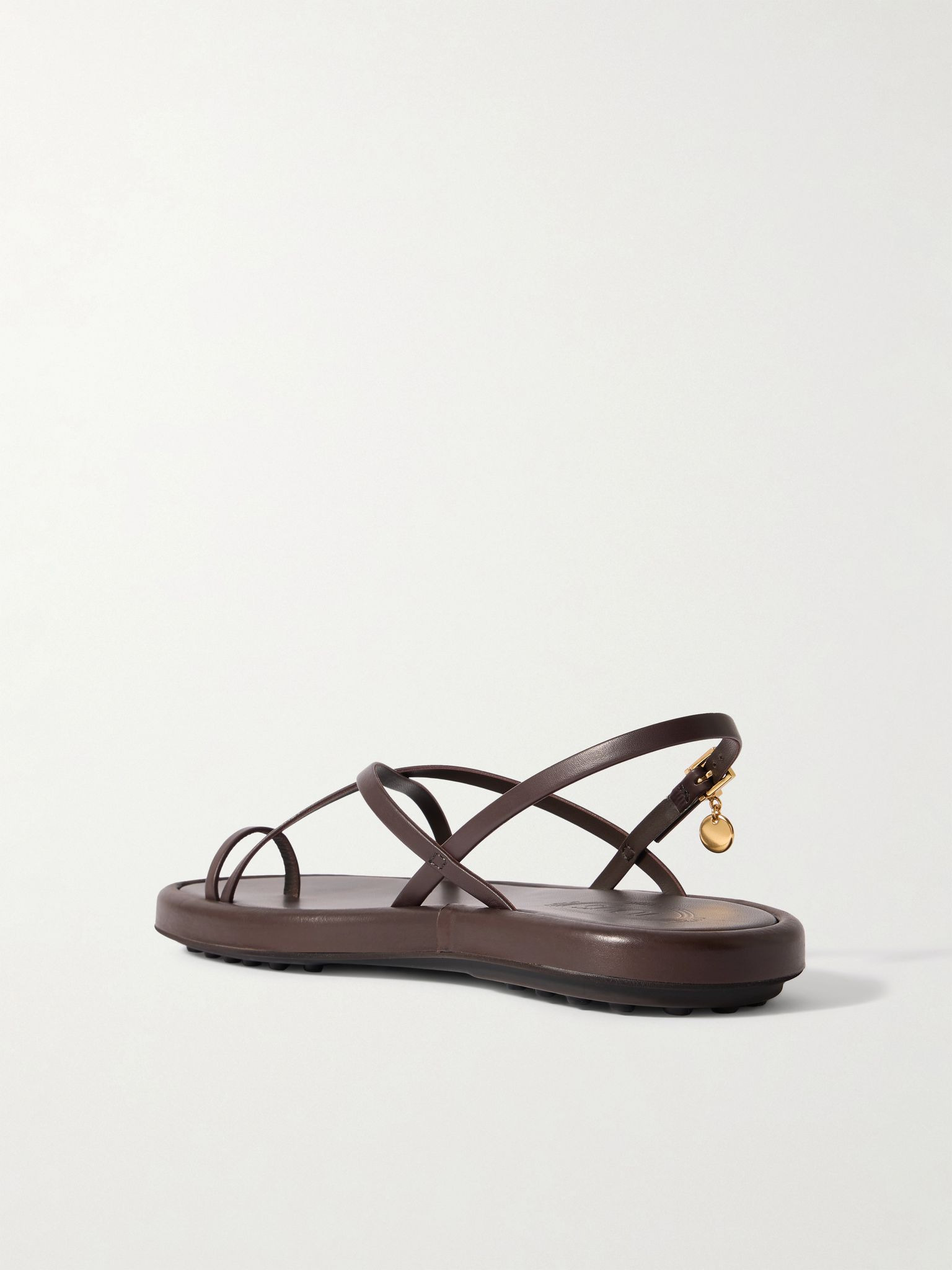 Embellished leather sandals Dark brown - 3