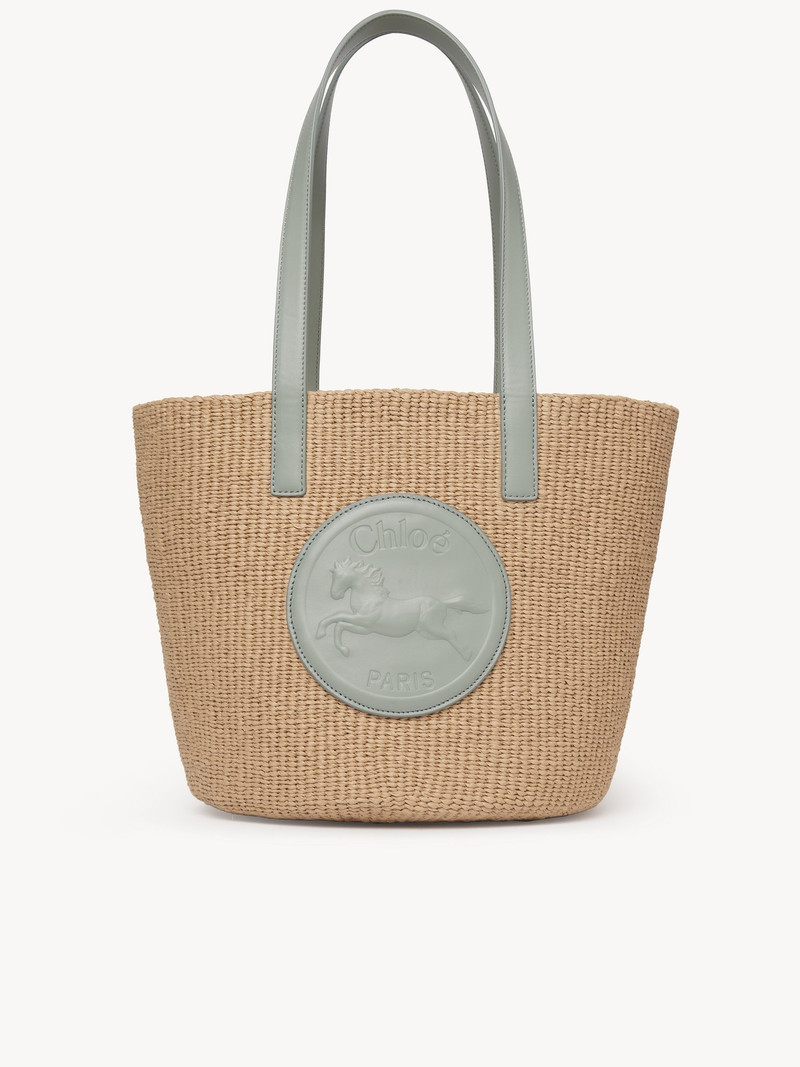 LARGE HORSE MEDAL BASKET IN NATURAL FIBERS 1