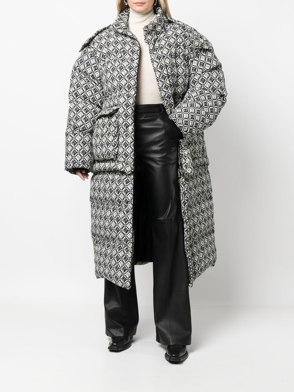 Moon Diamond-pattern oversized puffer coat - 3