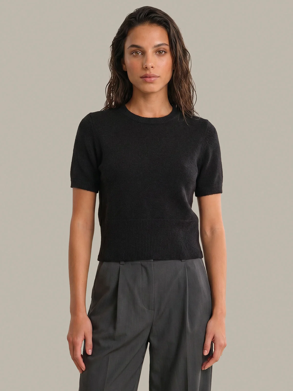 Andie Short Sleeve Sweater Tee - 1