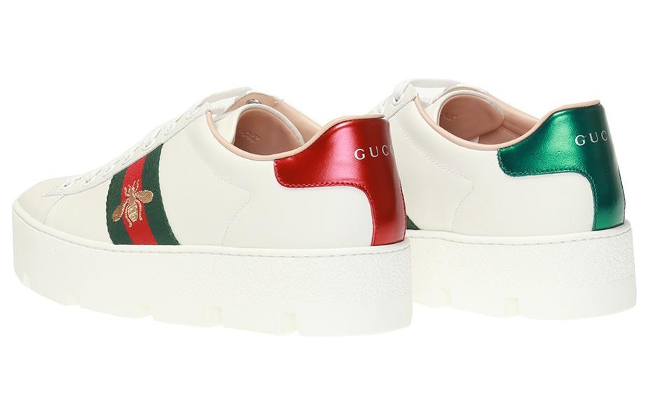(WMNS) Gucci Ace Embroidered Platform 'White' 577573-DOPE0-9064 - 4