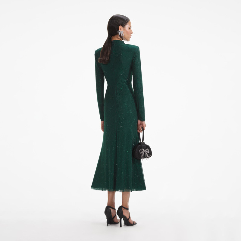 green emerald velvet dress Olive Rhinestone Mini Dress – self-portrait-US main image 1