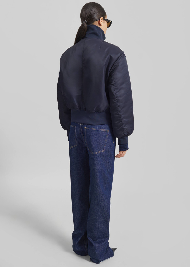 Maloy Cropped Bomber Jacket - Navy 9