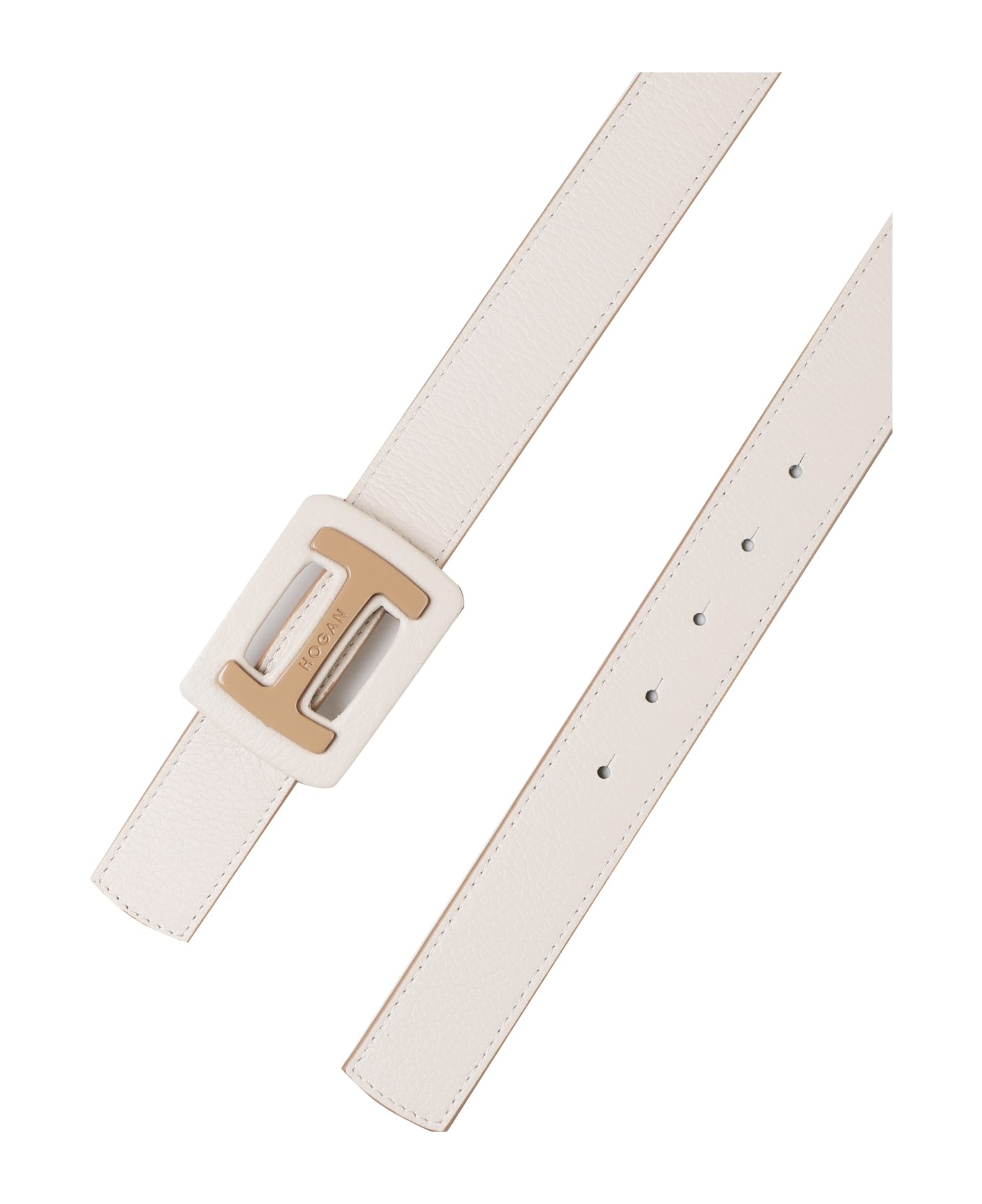 Belt With Logo In Hammered Leather - 3