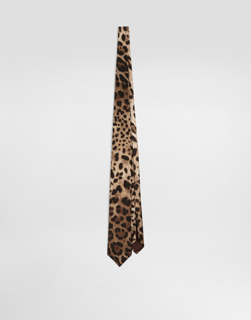 Leopard-print satin tie 1