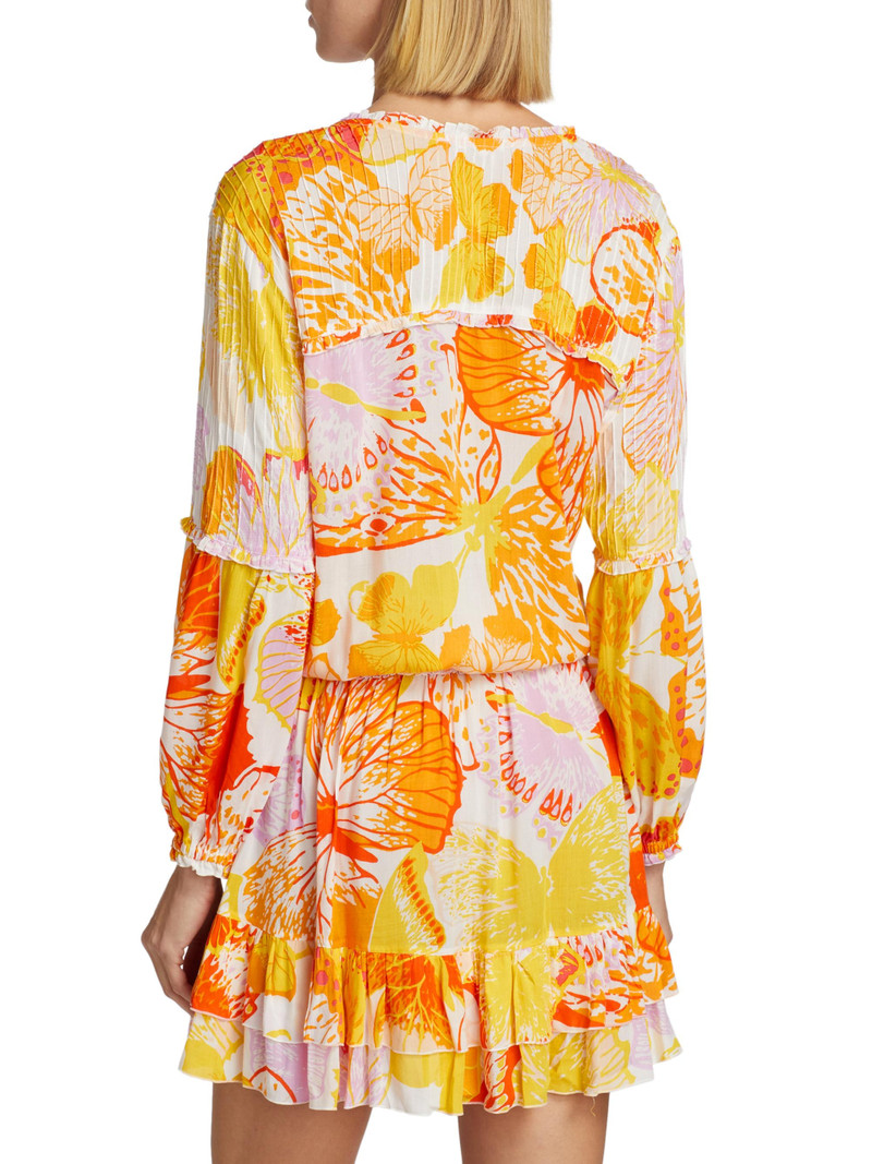 Women's Ilona Floral Long-Sleeve Minidress - Yellow Macro Wings 5