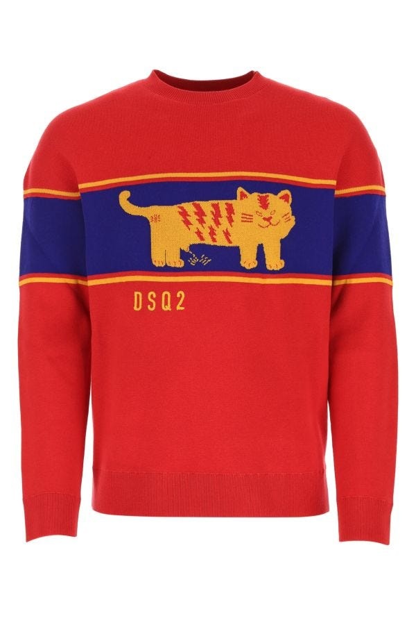 Dsquared Man Multicolor Cotton Oversize Sweater - 1