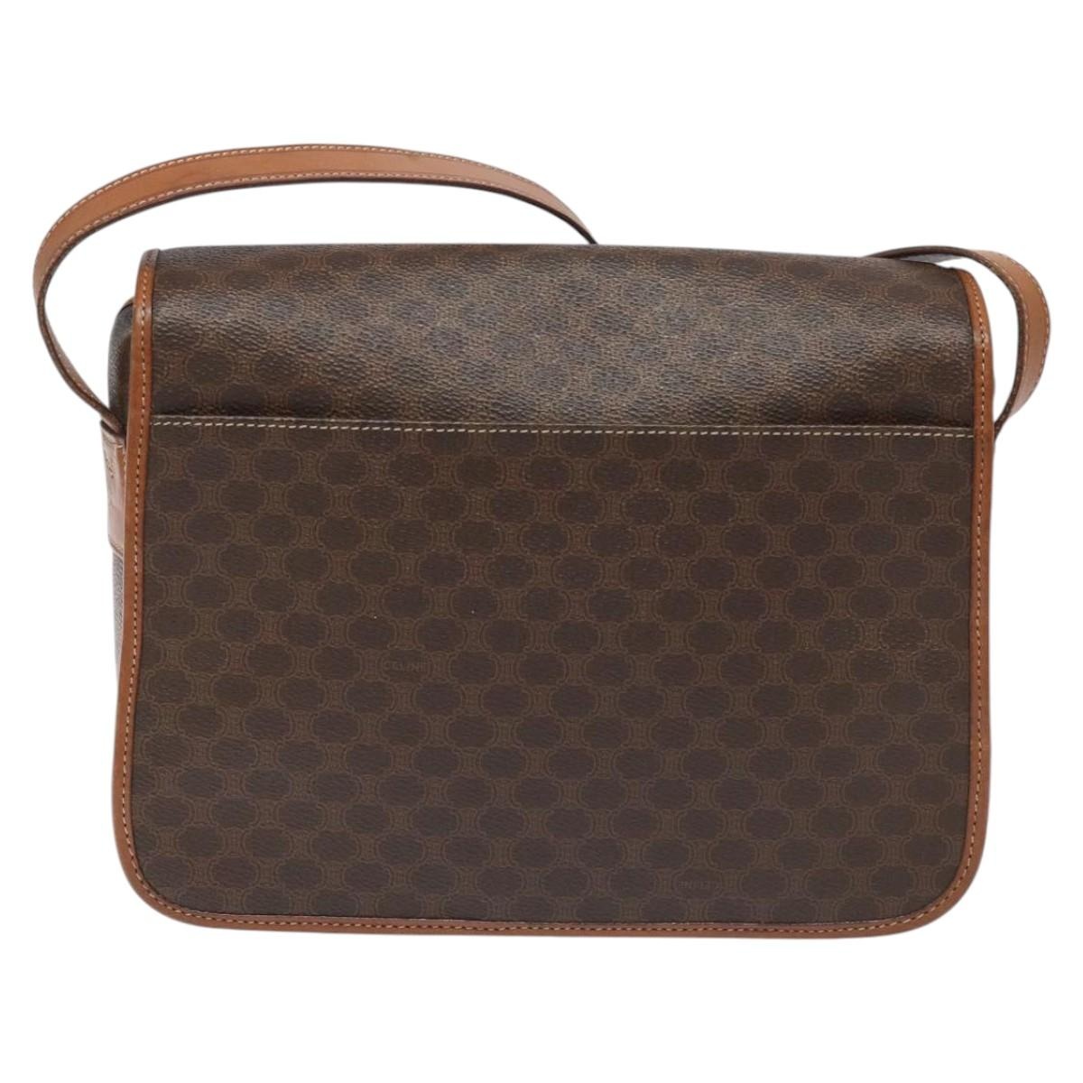 CELINE Macadam Canvas Shoulder Bag Pvc Leather Brown - 2