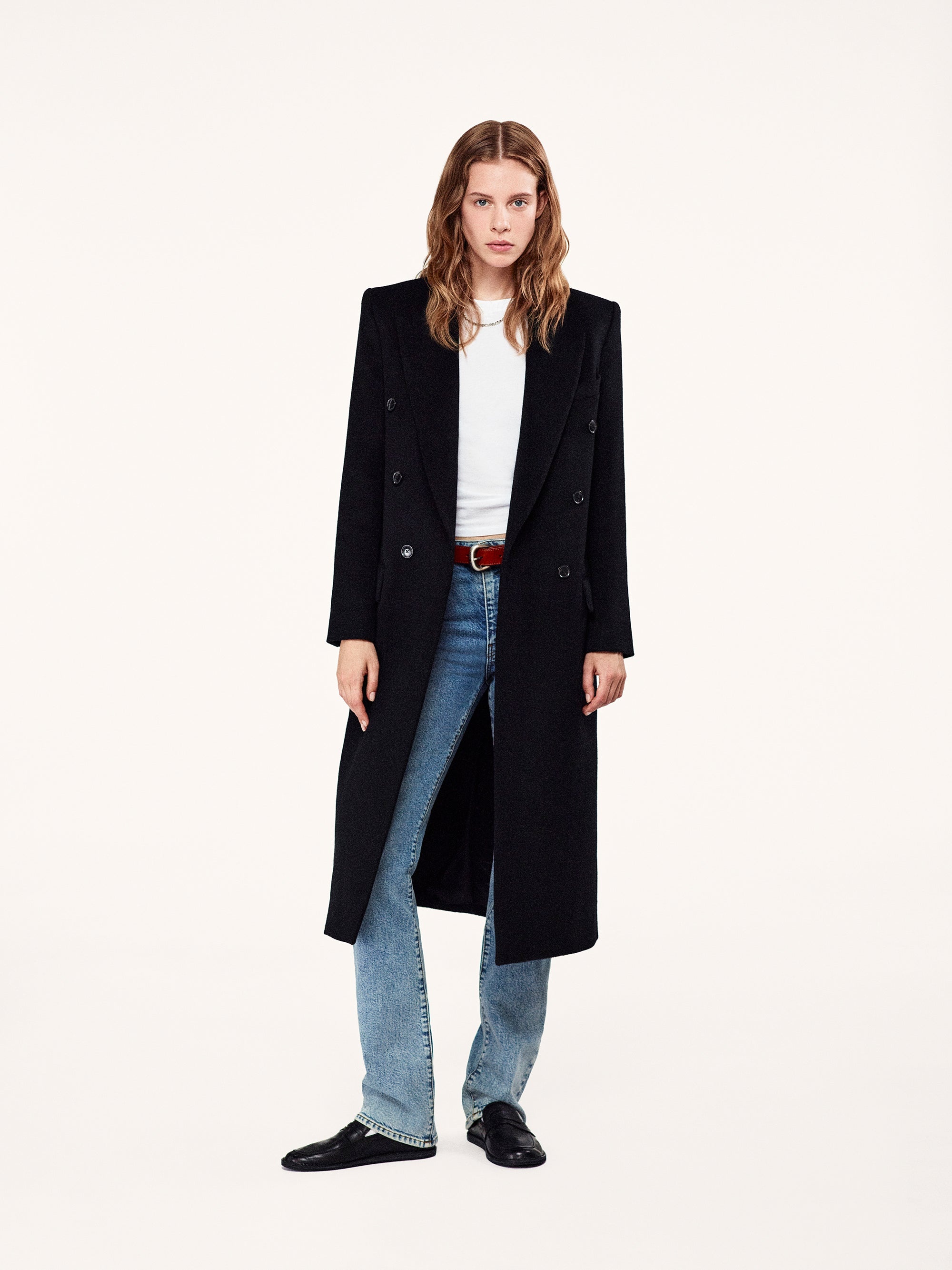 Double-Breasted Tailored Coat in Black - 2