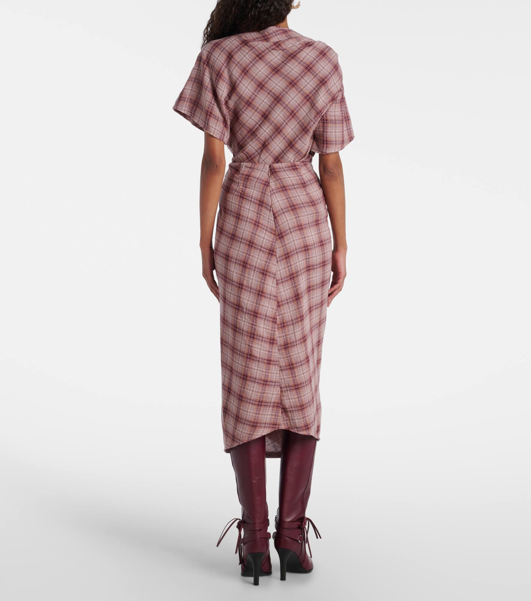 Nicole checked cotton midi skirt - 3