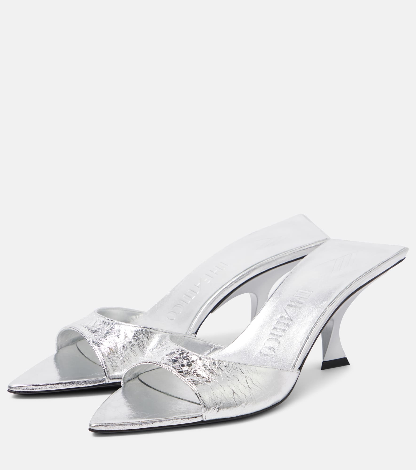 THE ATTICO Bes 65 metallic leather mules | mytheresa