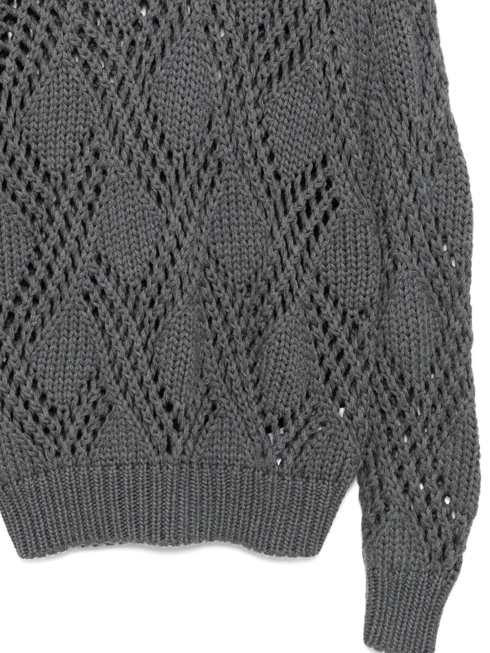 lace-trimmed wool jumper - 3