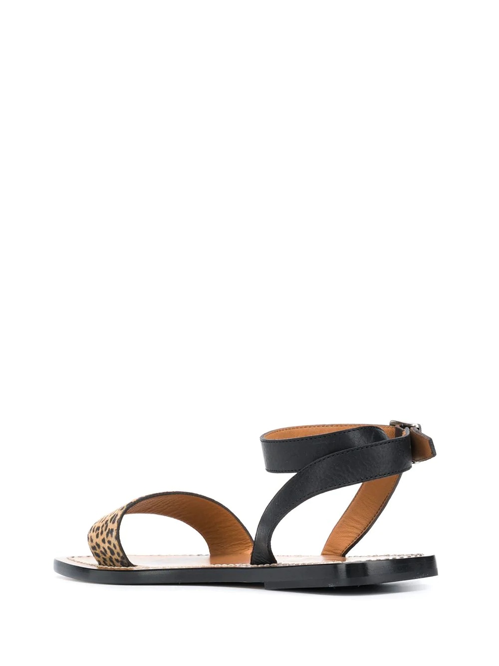 leopard-print leather sandals - 3