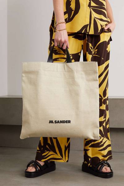 Jil Sander Leather-trimmed canvas tote outlook