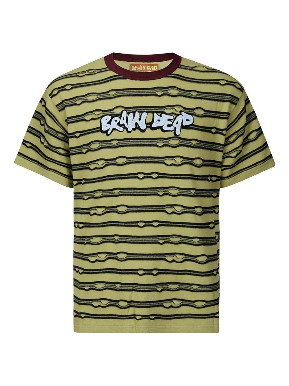 distressed striped T-shirt - 1