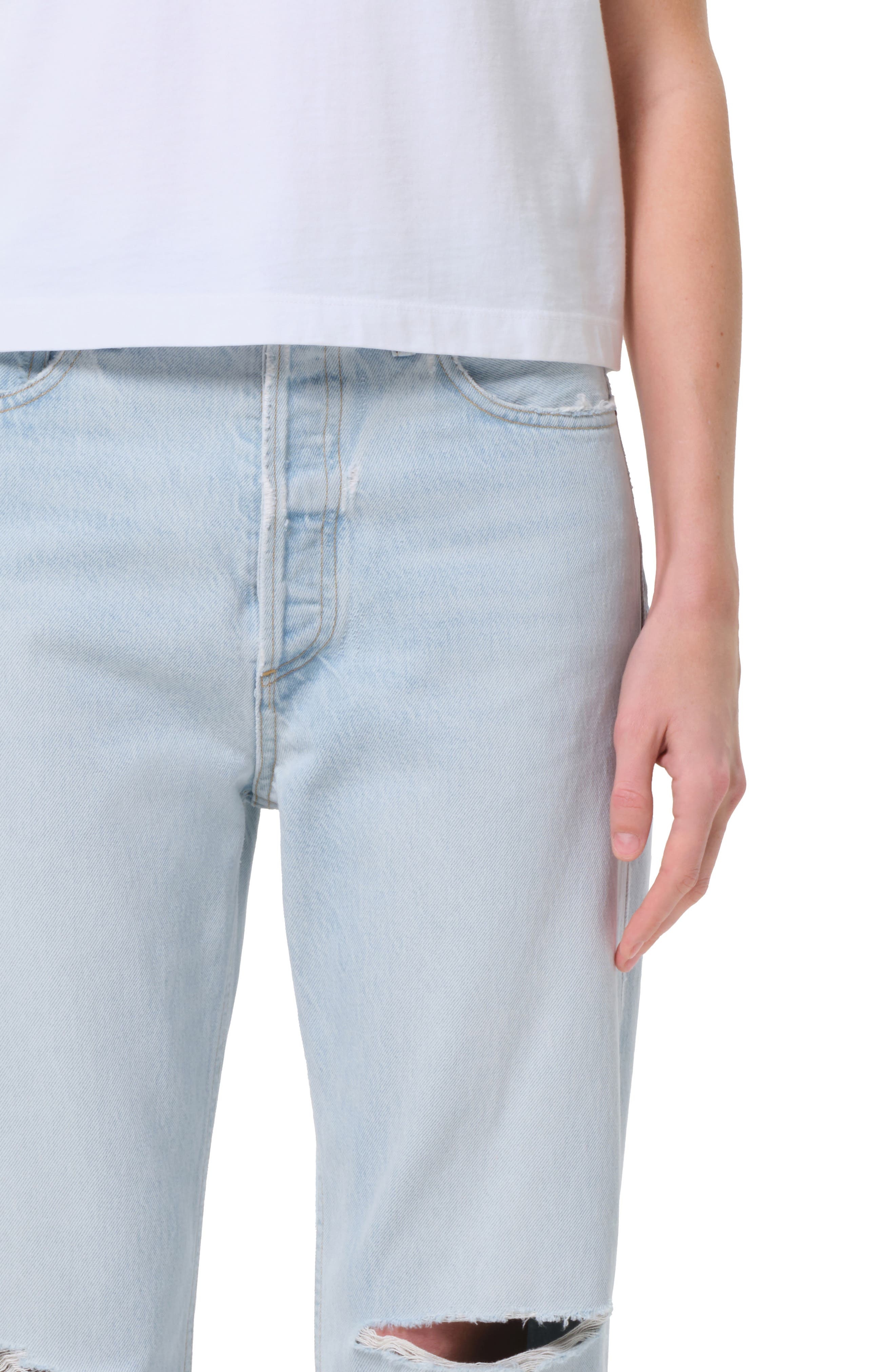 AGOLDE '90s Ripped Mid Rise Crop Relaxed Straight Leg Jeans in Requiem at Nordstrom - 4