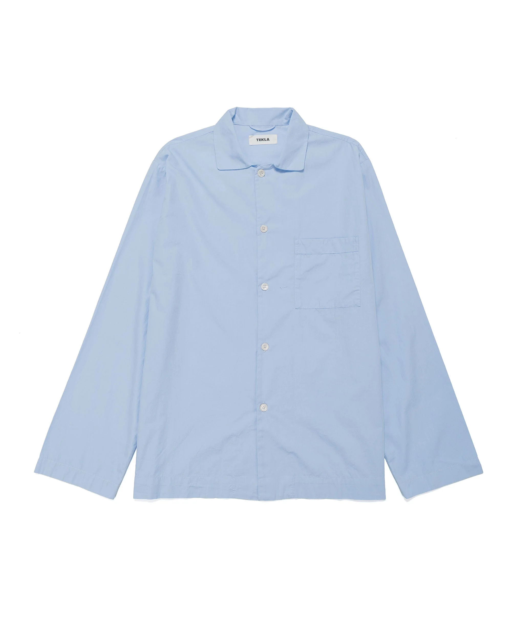 Tekla Poplin Pyjama Shirt Shirt Blue - 1
