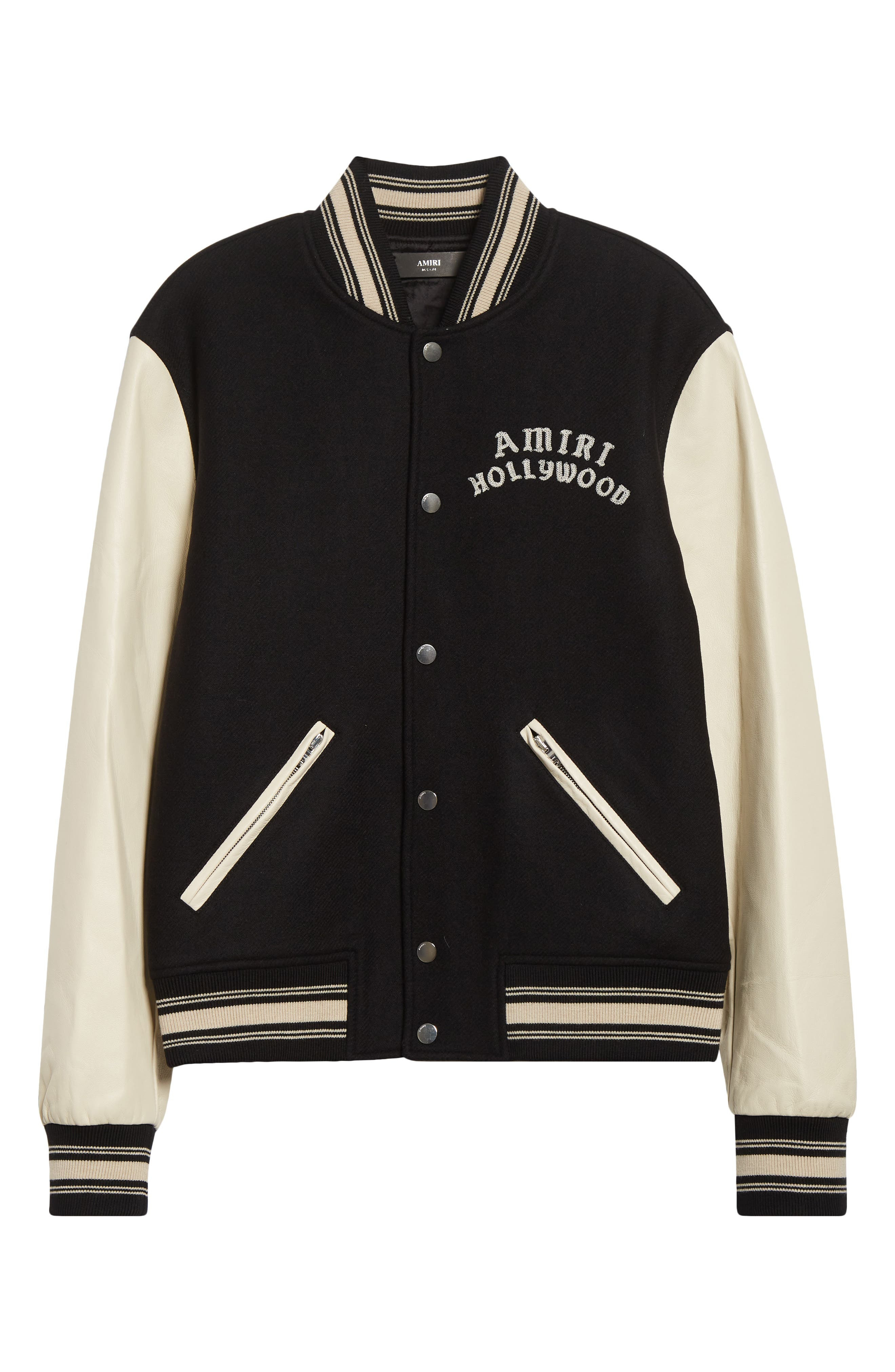 AMIRI Hollywood Mixed Media Bomber Jacket in Black at Nordstrom - 7