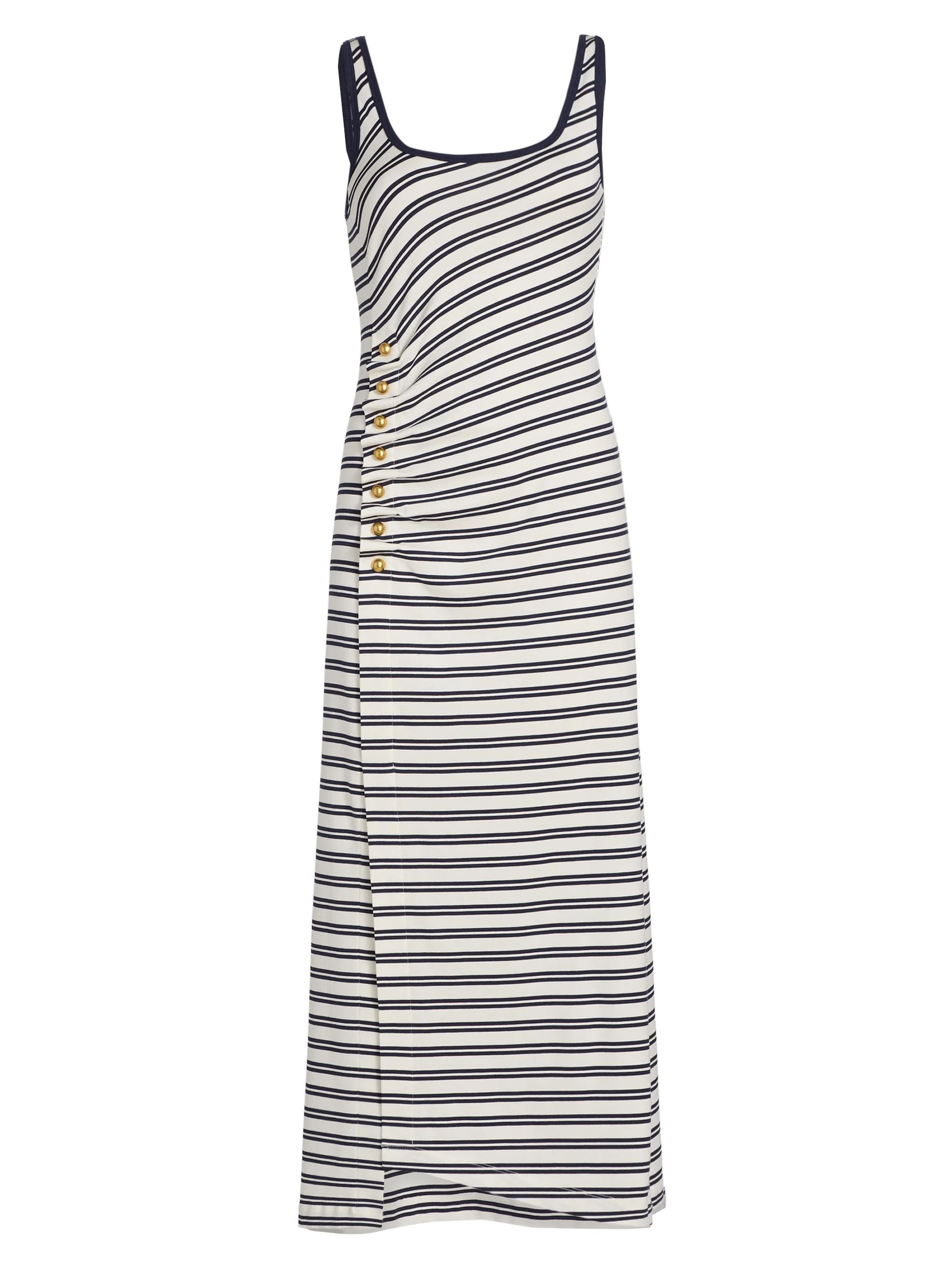 Women's Becker Stretch Cotton Jersey Midi-Dress - Midnight Stripe - 1