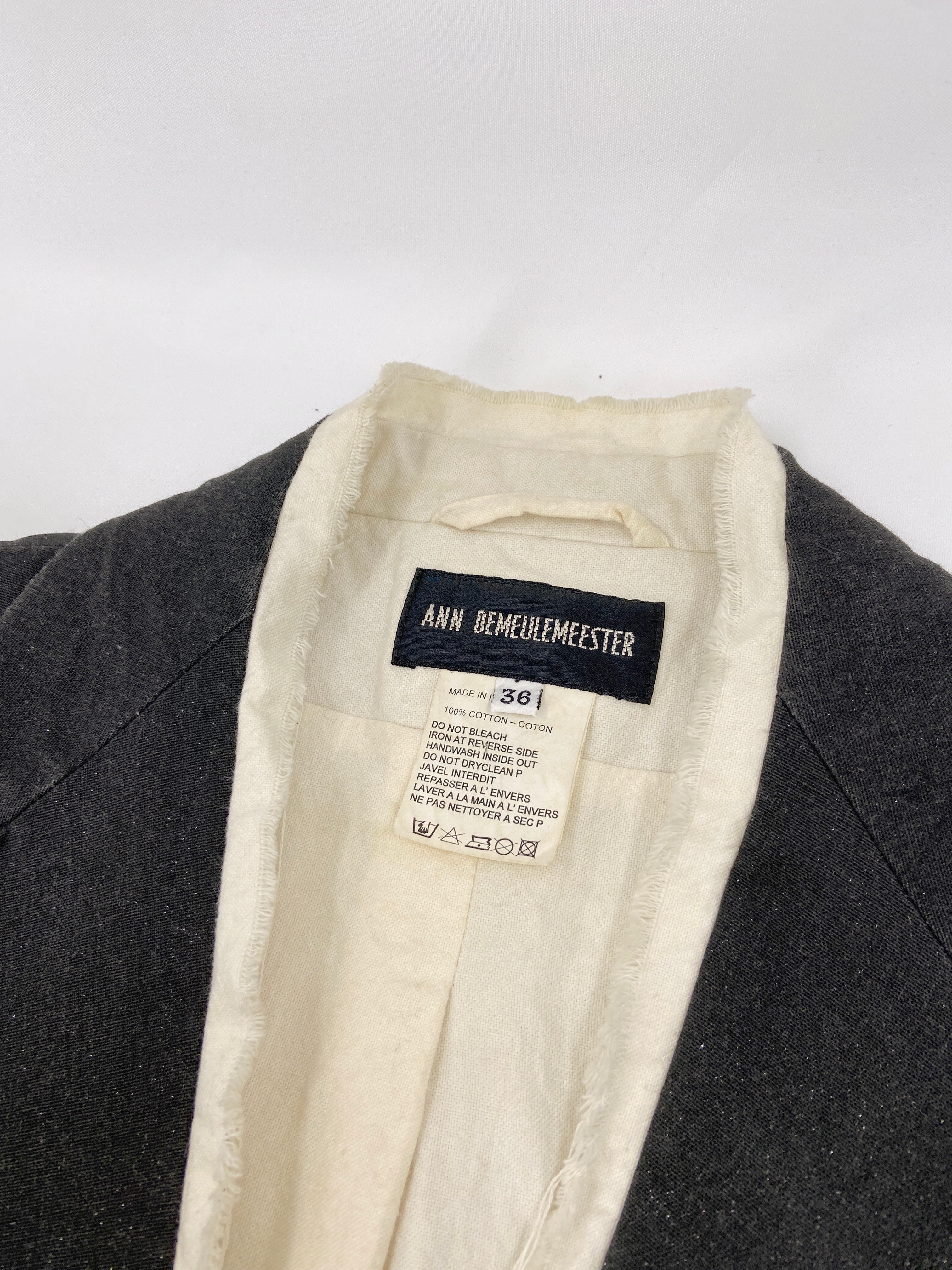 Ann Demeulemeester Fall 2000 Distressed Bondage Glitter Blazer with Exposed Lining 36 - 13