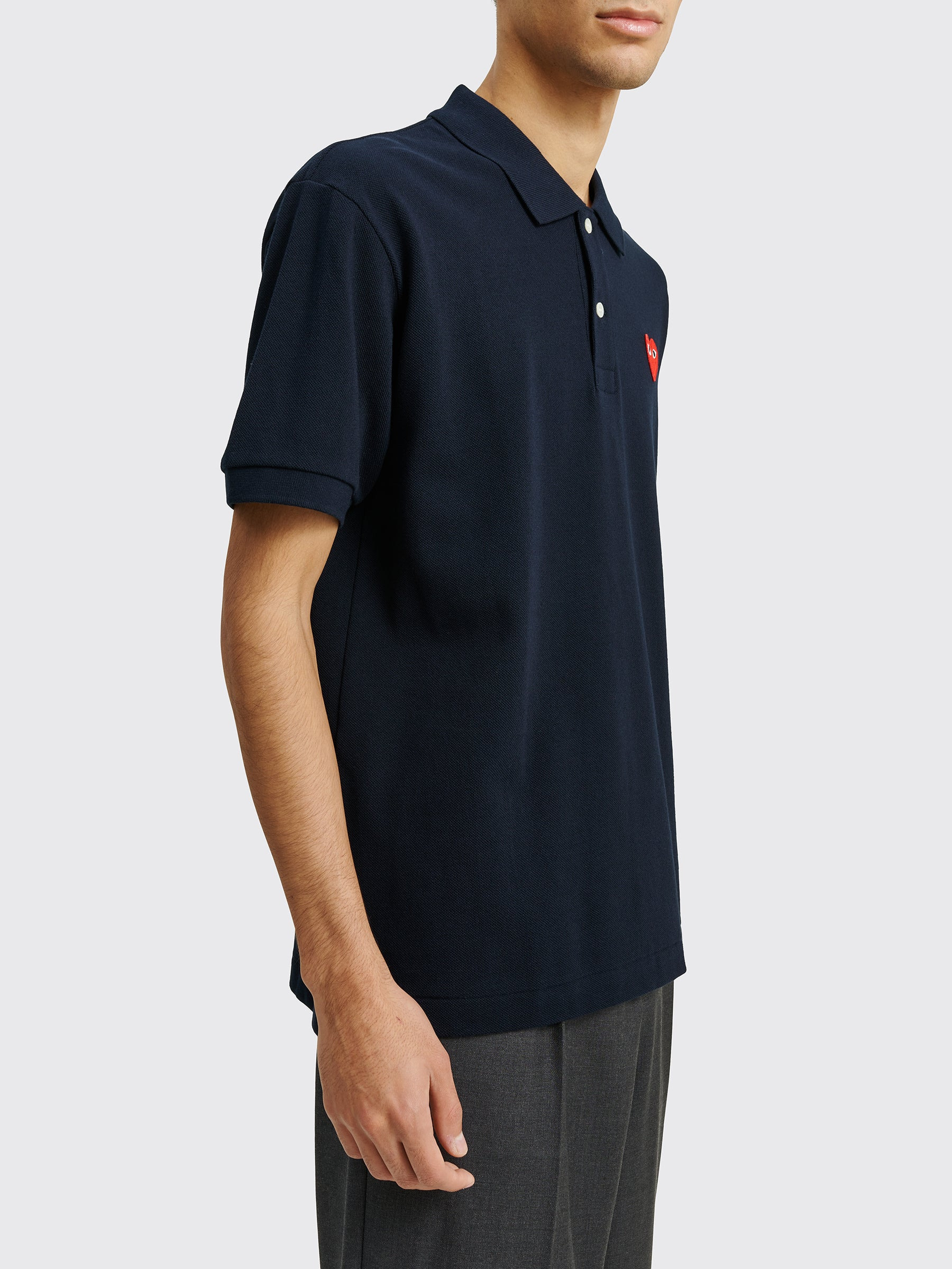 COMME DES GARÇONS PLAY SMALL HEART POLO T-SHIRT NAVY - 5