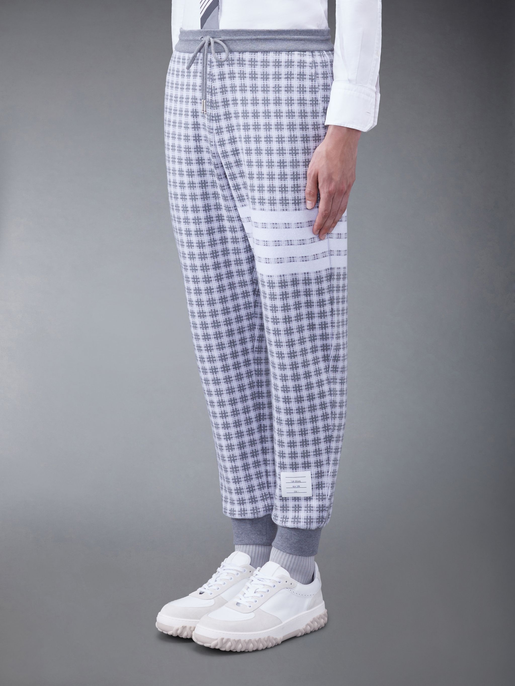 checked jacquard track pants - 2