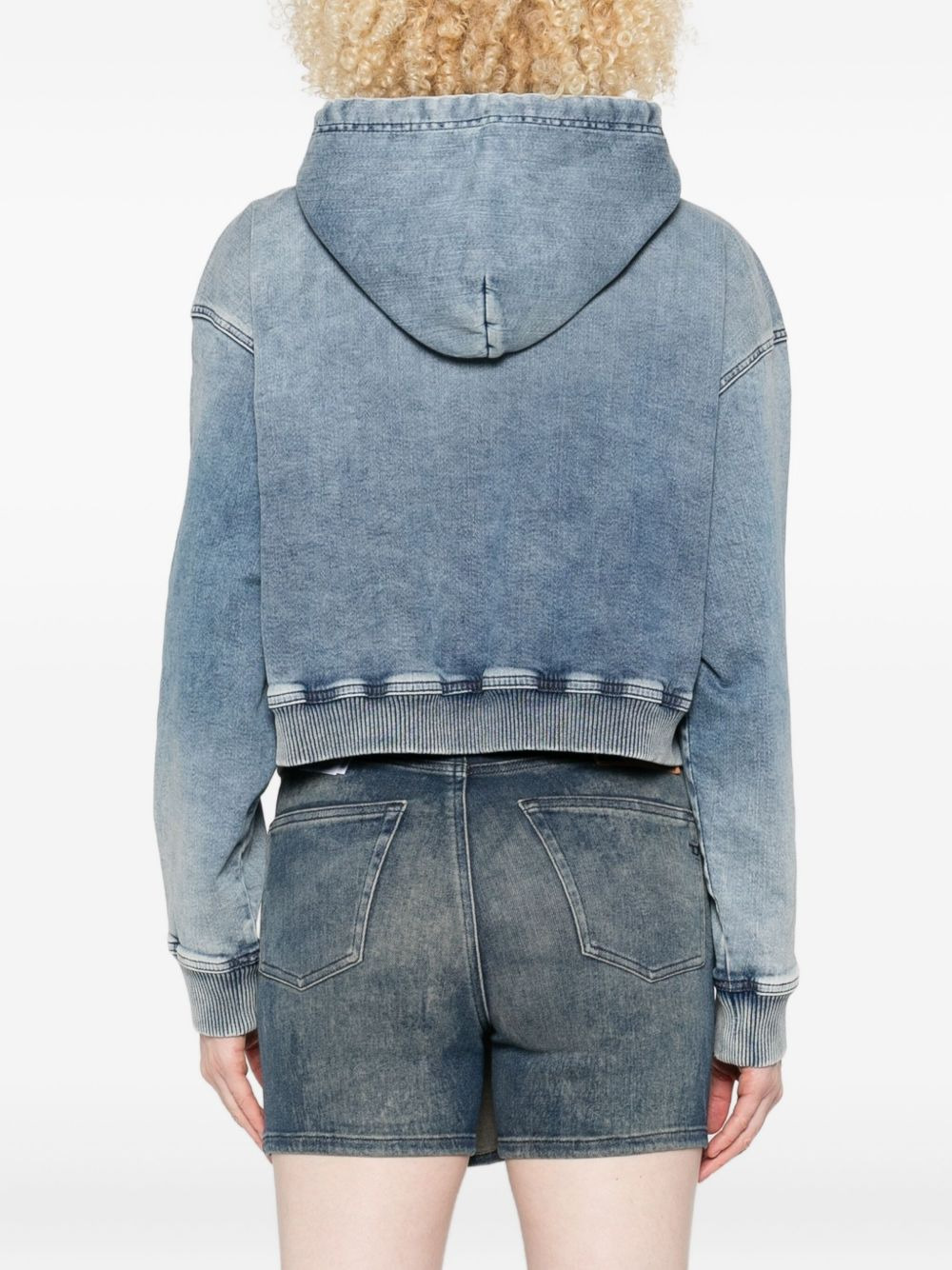 hooded zip-up denim jacket - 4