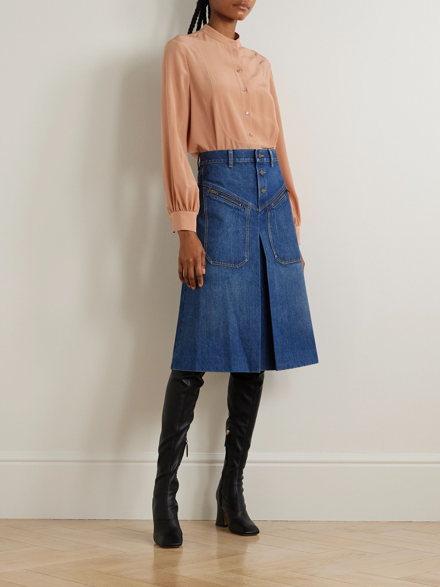 Silk-crepe blouse Peach - 2