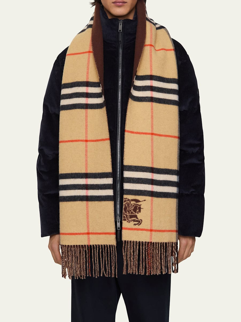 Burberry Men's Reversible Cashmere EKD Check Scarf outlook