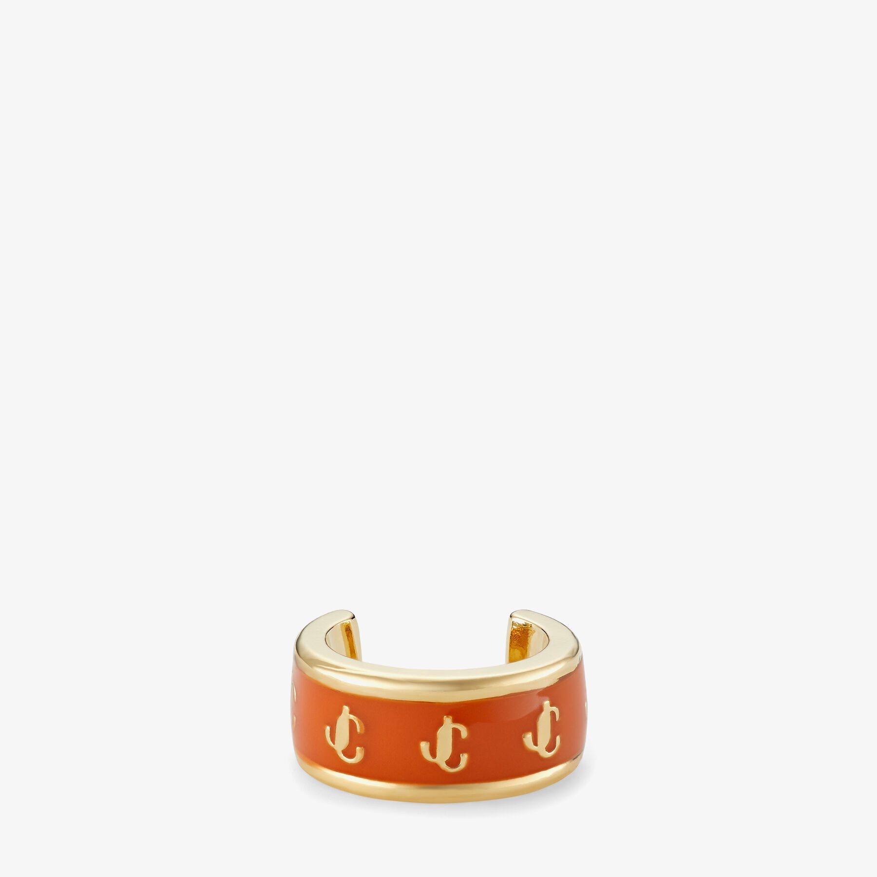 Single JC Ear Cuff
Gold-Finish Metal and Amber Orange Enamel JC Ear Cuff - 1