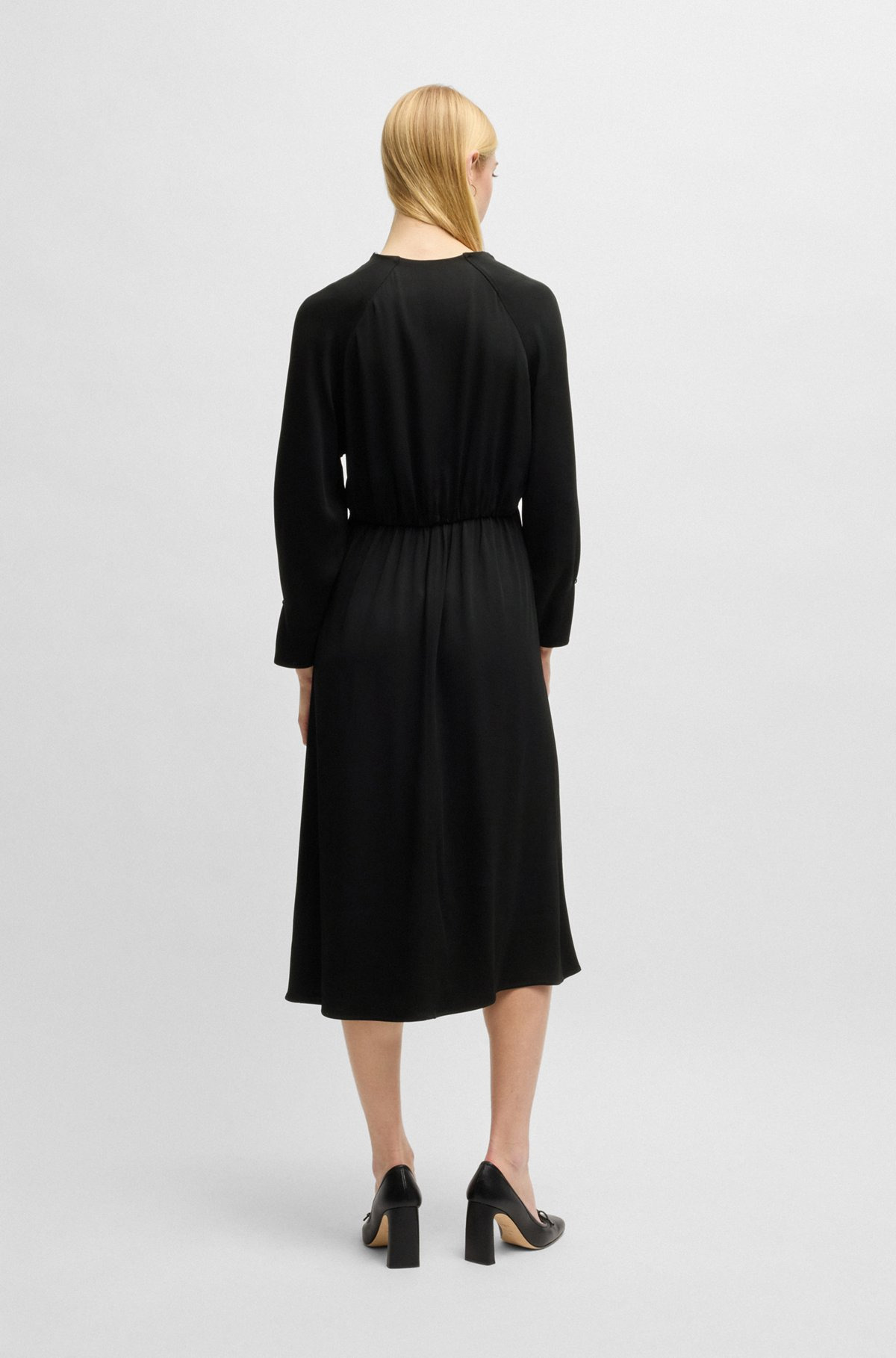 V-NECK DRESS WITH BUTTON CUFFS - 4