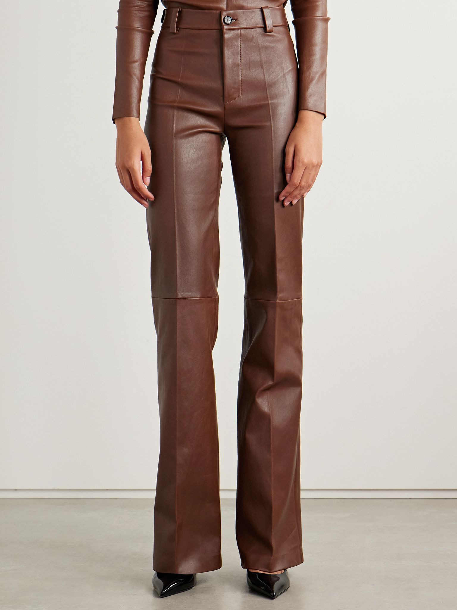 Lizzy leather flared pants Brown - 3