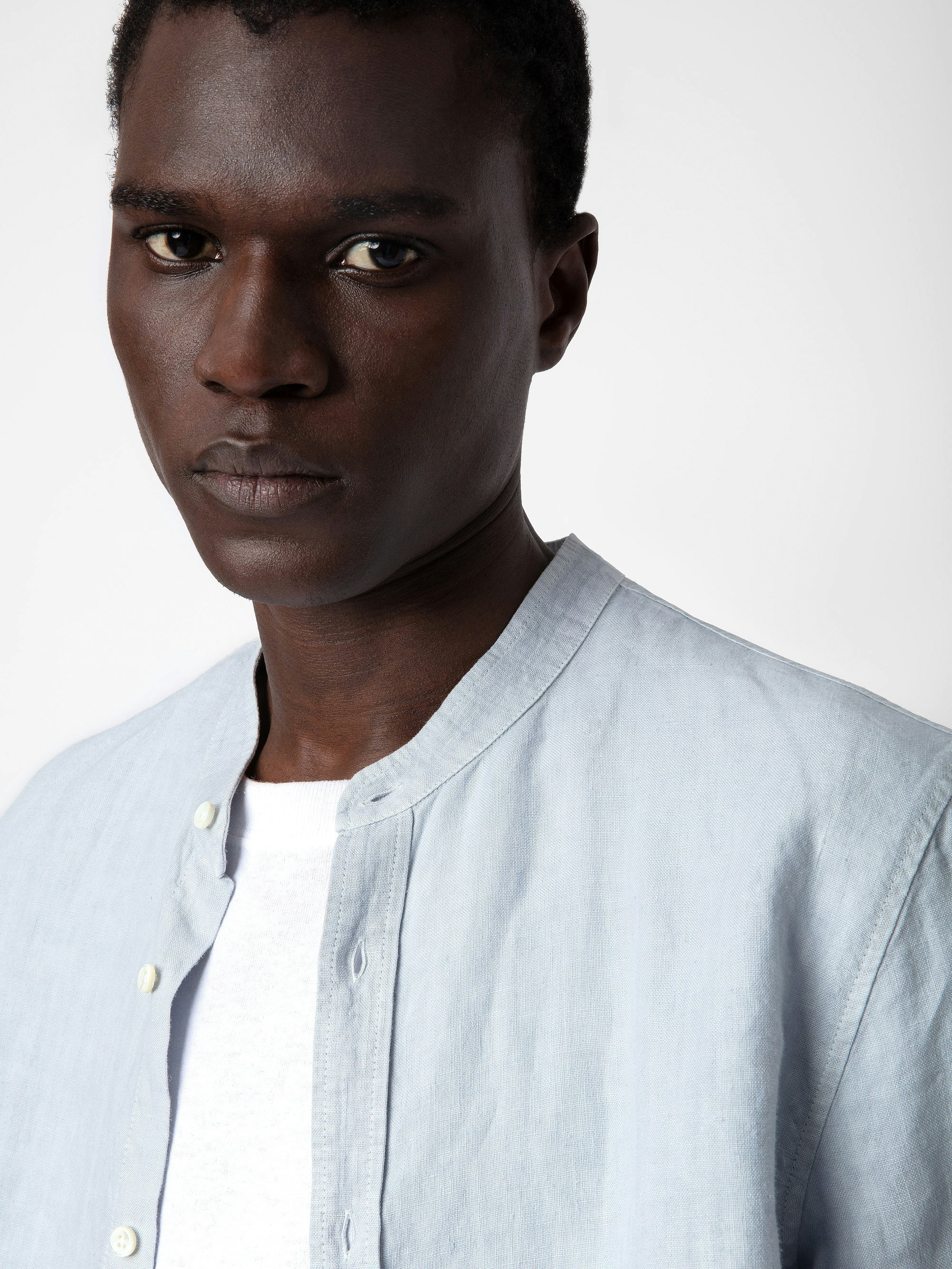 Stan Linen Band Collar Shirt - 4
